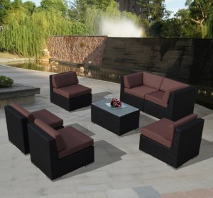 Genuine Ohana Outdoor Patio Sofa Sectional Wicker Furniture 7pc Couch Set with Free Brown Patio Cover