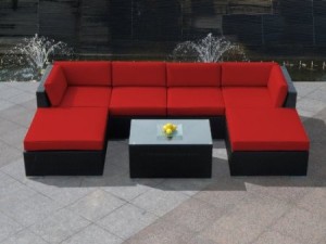 Genuine Ohana Outdoor Patio Wicker Furniture 7pc Red