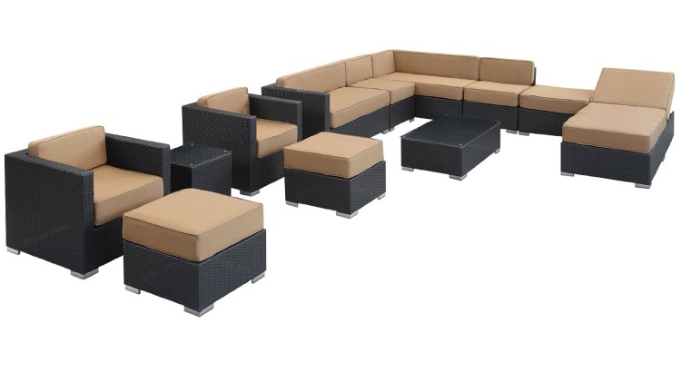 LexMod Fusion 12-Piece Outdoor Rattan Patio Furniture Set