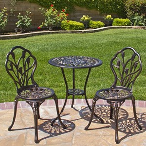 Best Choice Products® Outdoor Patio Furniture Tulip Design Cast Aluminum Bistro Set in Antique Copper