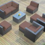 Ohana 9-Piece Outdoor Wicker Patio Furniture Sectional Conversation Set with Weather Resistant Cushions