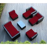 Ohana 9-Piece Outdoor Wicker Patio Furniture Sectional Conversation Set with Weather Resistant Cushions